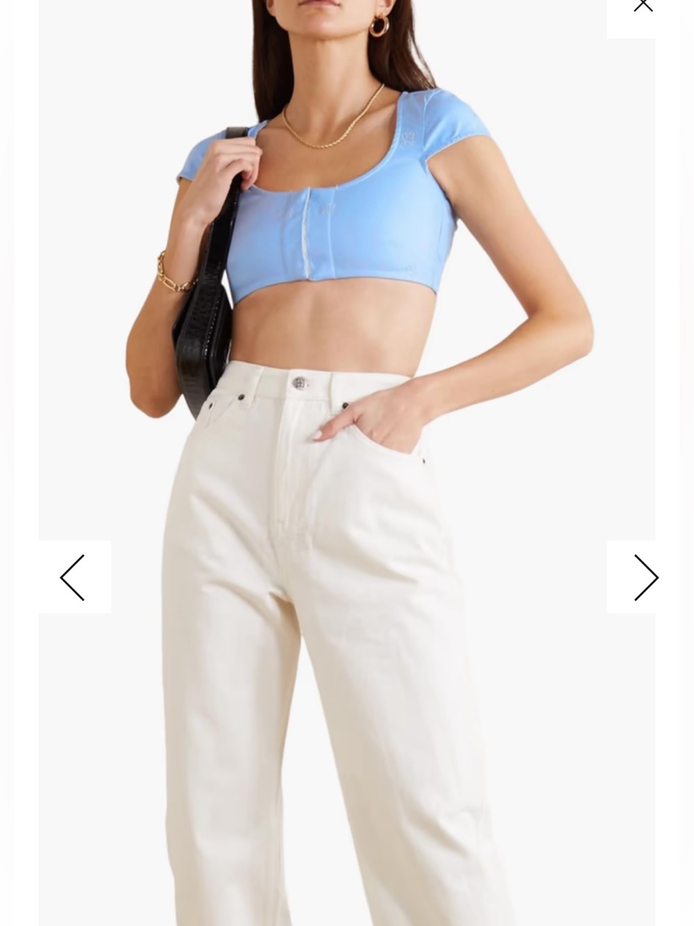 Miaou Jane Cropped Embroidered cotton Blend top